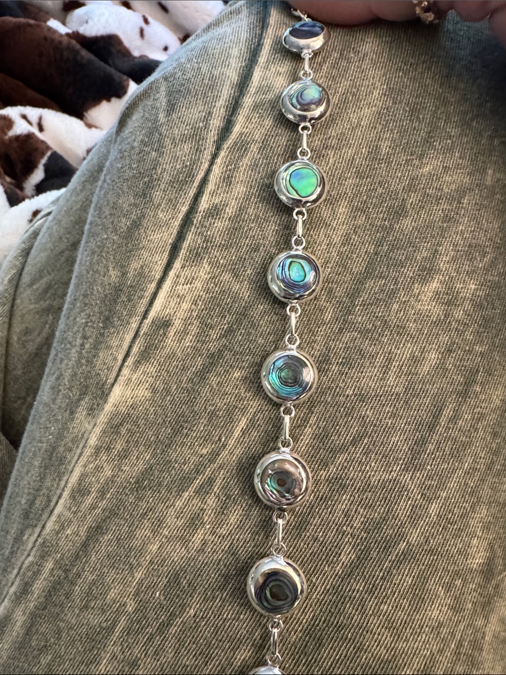 Abalone Link Bracelet in Iridescent Green & Blue